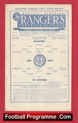 Glasgow Rangers v St Mirren 1964 - Scotland