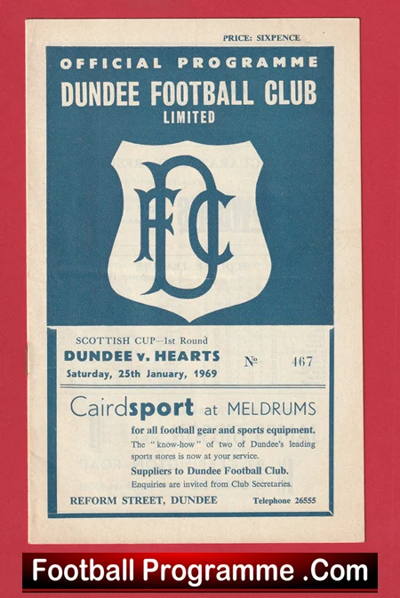 Dundee v Heart Of Midlothian Hearts 1969 - Scotland - Image 2