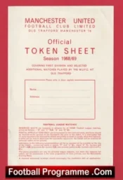 Manchester United Official Token Sheet 1968 – 1969