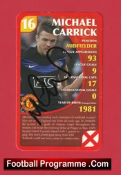 Manchester United Michael Carrick Autograph Signed Football Card Man Utd
