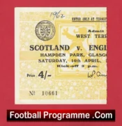 Scotland v England 1962 – Football Ticket