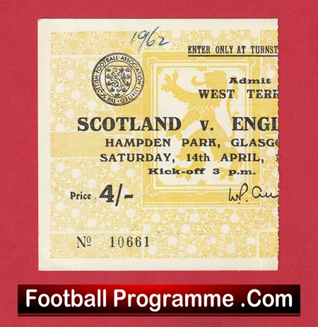 Scotland v England 1962 - Football Ticket - Image 2