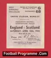 England v Scotland 1953 – Match Ticket Wembley