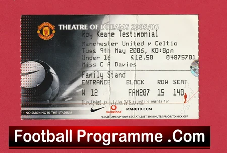 Manchester United Roy Keane Testimonial Football Ticket 2006 - Image 2