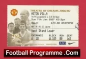 Manchester United v Aston Villa 2007 – FA Cup Match Ticket