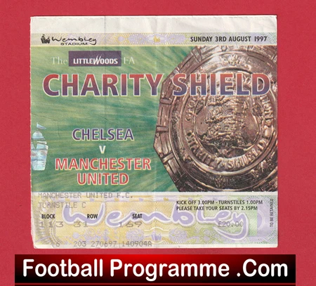 Chelsea v Manchester United 1997 - Charity Shield Ticket - Image 2