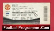 Manchester United v Reading 2007 – Match Ticket