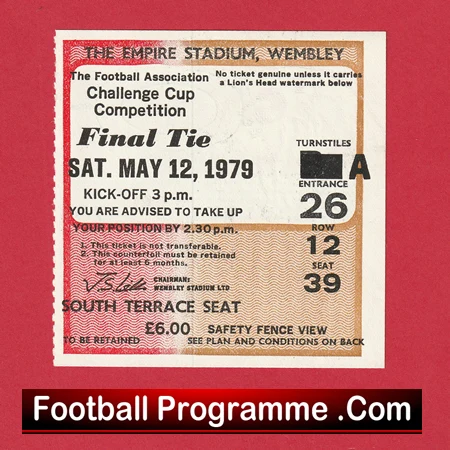 Manchester United v Arsenal 1979 - FA Cup Final Football Ticket - Image 2