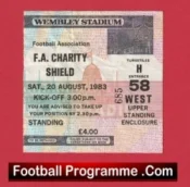 Liverpool v Manchester United 1983 – Charity Shield Football Ticket