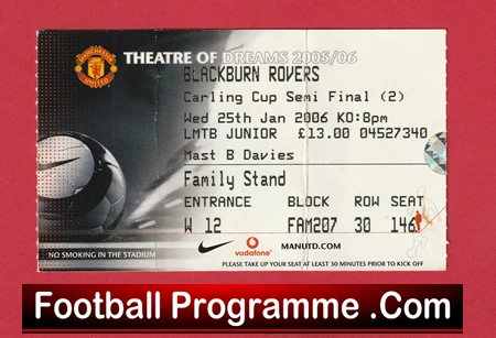 Manchester United v Blackburn Rovers 2006 - FAC Semi Final Match Ticket - Image 2