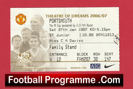 Manchester United v Portsmouth 2007 - Match Ticket - Image 2