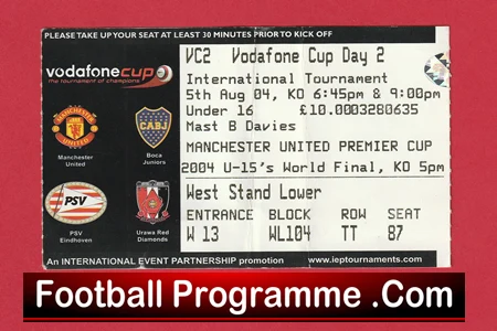 Manchester United - Vodafone Tournament Man Utd 2004 Ticket Pre Season Day 2 - Image 2