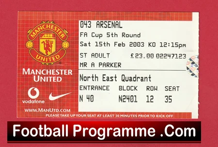 Manchester United v Arsenal 2003 - FA Cup Football Ticket - Image 2