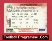 Liverpool v Manchester United 2002 – Match Ticket