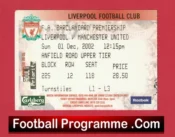 Liverpool v Manchester United 2002 – Match Ticket