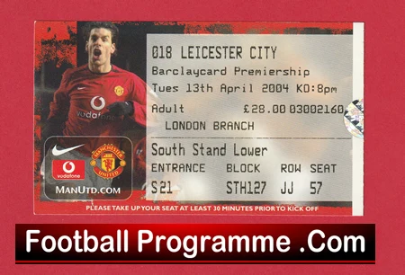 Manchester United v Leicester City 2004 - Football Ticket - Image 2
