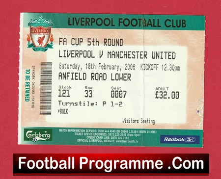 Liverpool v Manchester United 2006 - Football Ticket - Image 2