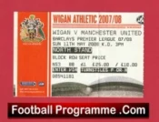 Wigan Athletic v Manchester United 2008 – Match Ticket