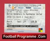 Bolton Wanderers v Manchester United 2011 – Match Ticket
