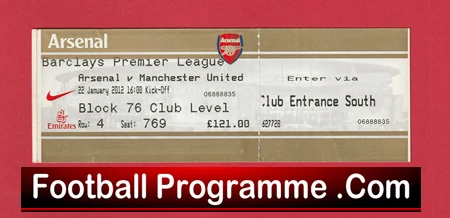 Arsenal v Manchester United 2012 - Football Ticket - Image 2