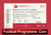 Sunderland v Manchester United 2013 – Football Ticket