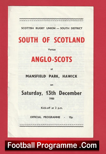 South Of Scotland Rugby v Anglo Scots 1980 - Harwick - Image 2