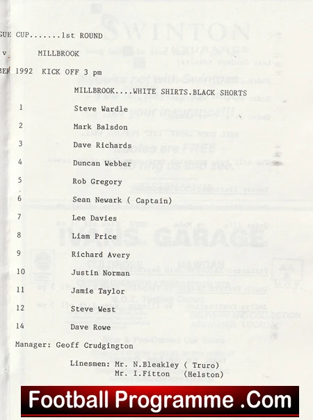 Mullion v Millbrook 1992 - South West League - Image 4