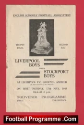 Stockport Schoolboys v Liverpool Schoolboys 1948 Trophy Cup Final