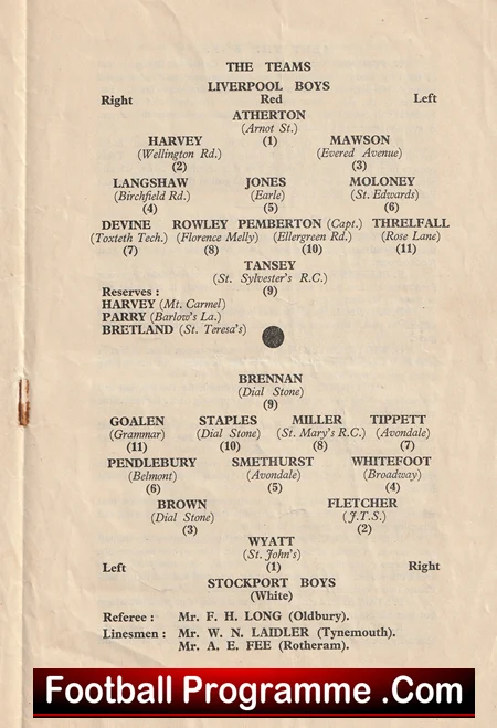 Stockport Schoolboys v Liverpool Schoolboys 1948 Trophy Cup Final - Image 3