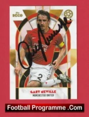 Manchester United Gary Neville Autographed Signed Football Card Man Utd