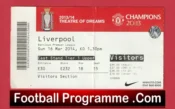 Liverpool v Manchester United 2014 – Match Ticket