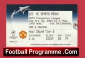 Manchester United v Sparta Prague 2004 – Match Ticket