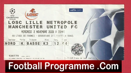 Lille OSC v Manchester United 2005 - Match Ticket France French - Image 2