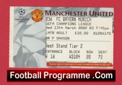 Manchester United v Bayern Munich 2002 - Football Ticket