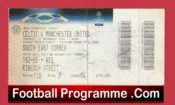 Glasgow Celtic v Manchester United 2006 – Football Ticket