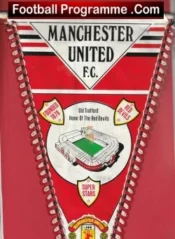 Manchester United Multi Signed Pennant Flag Man Utd Early 1990s
