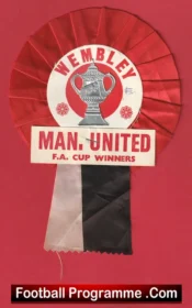 Manchester United Old Football Rosette 1970s Cup Final Winners Man Utd