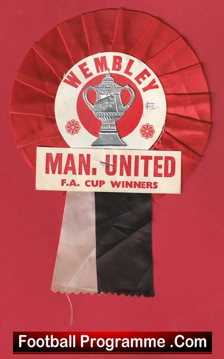 Manchester United Old Football Rosette 1970s Cup Final Winners Man Utd - Image 2