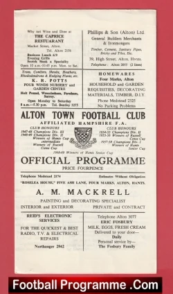 Alton Town v Enfield 1970s + Insert Sheet - football programme
