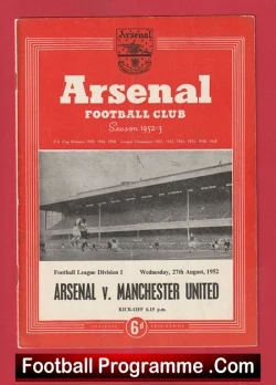 Arsenal v Manchester United 1952 - Man United 1950's - football programme