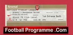 Arsenal v Manchester United 2012 - Football Ticket - football memorabilia