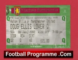 Aston Villa v Manchester United 2002 - Football Ticket - football memorabilia