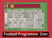 Aston Villa v Manchester United 2002 – FA Cup Football Ticket