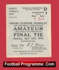 Bishop Auckland v Wycombe Wanderers 1954 – Ticket Amateur Cup Final