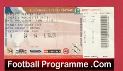 Blackburn Rovers v Manchester United 2008 - Ticket - football memorabilia
