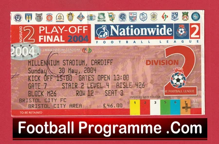 Brighton Hove Albion Bristol City 2004 - D2 Play Off Final Ticket - Image 2