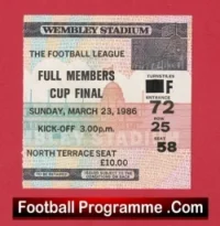 Chelsea v Manchester City 1986 – Full Members Cup Final Ticket