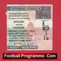 England v Denmark 1983 – Football Match Ticket