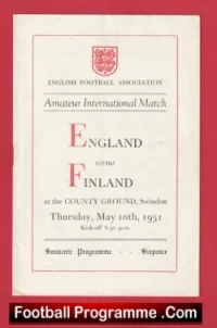 England v Finland 1951 – Amateur International – Swindon