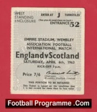 England v Scotland 1963 – Football Match Ticket